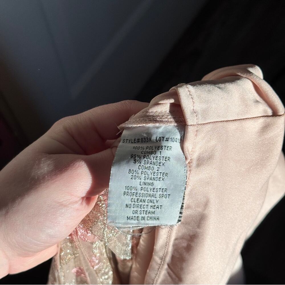 Xscape Jersey Ball Gown w Embroidered Mesh Skirt 2 - Picture 10 of 11